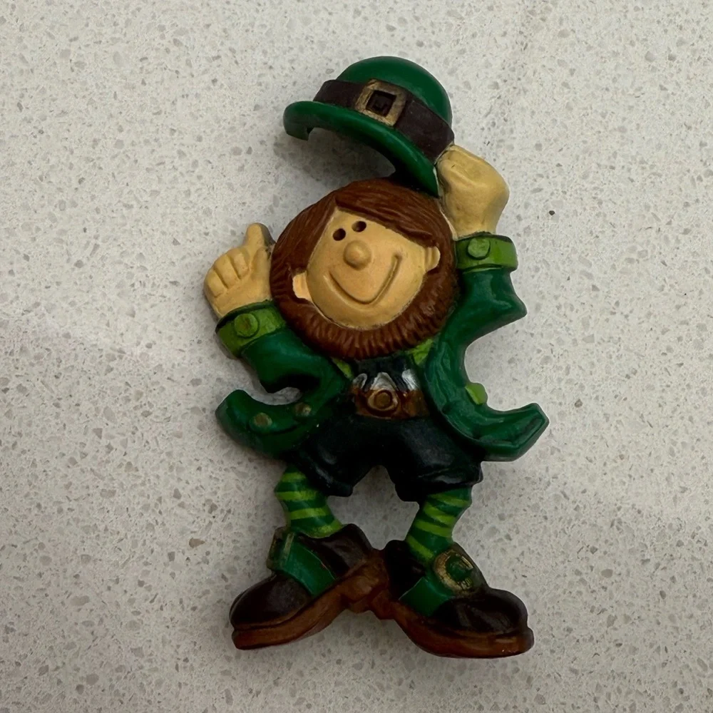 Vintage Leprechaun Brooch Pin 1980s Hallmark St. Patrick's Day